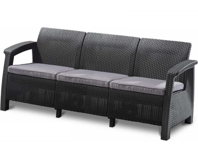 Corfu Love Seat Max triple garden sofa grey