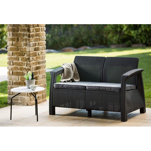 Lauko sofa Keter ALLiBERT Corfu Love Seat, pilka Lauko sofa Keter ALLiBERT Corfu Love Seat, pilka