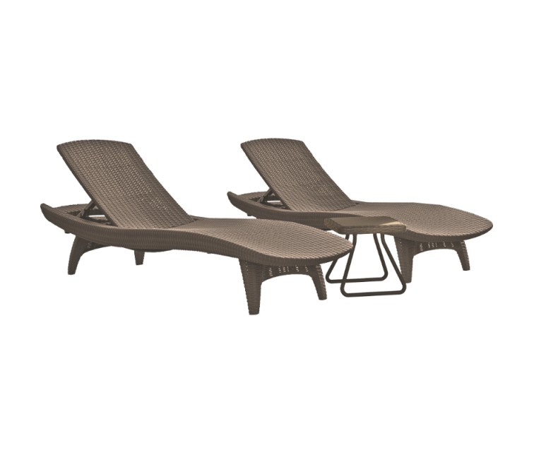 Sun lounger set 2 pieces + table Pacific beige