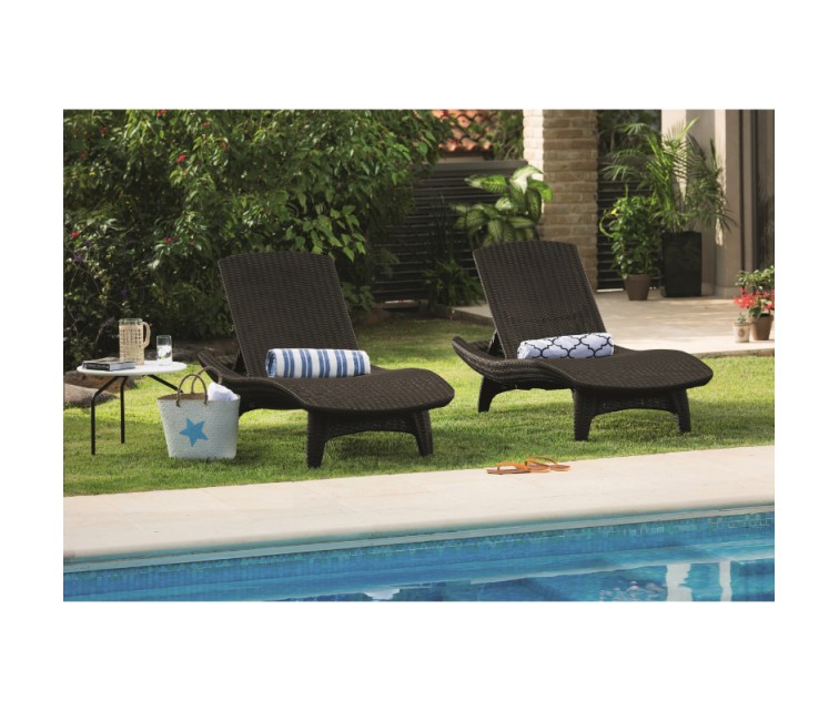 Sun lounger set 2 pieces + table Pacific beige