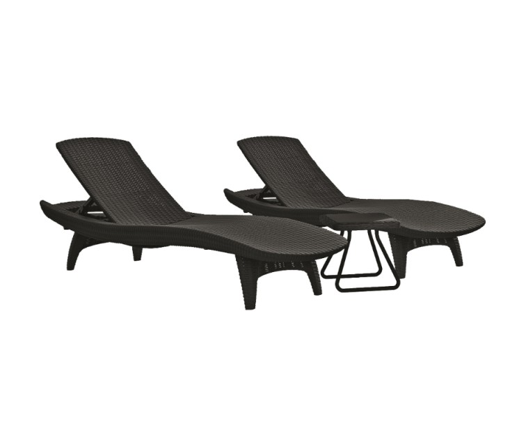 Sun lounger set 2 pcs + table Pacific grey