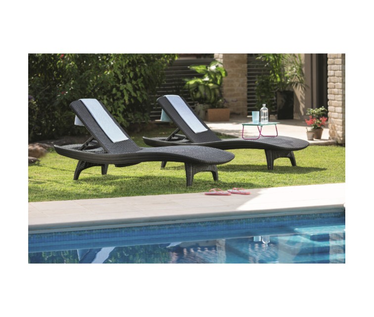 Sun lounger set 2 pcs + table Pacific grey