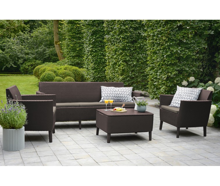 Garden furniture set Salemo 3 Seater Set brown