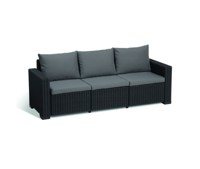 Садовый диван трехместный California 3 Seater Sofa серый
