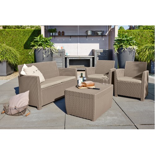 Garden furniture set Mia Set with cushion box beige
