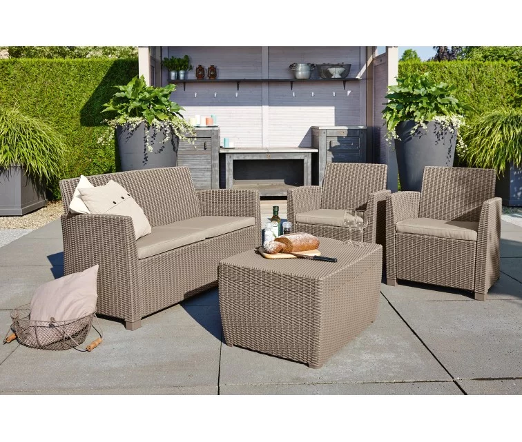Garden furniture set Mia Set with cushion box beige Garden furniture set Mia Set with cushion box beige