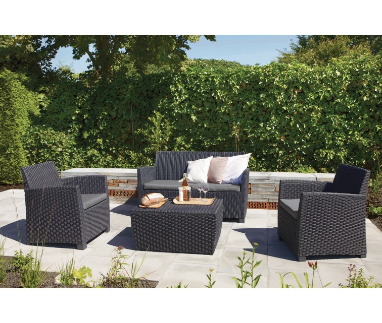 Garden furniture set Mia Set with cushion box grey