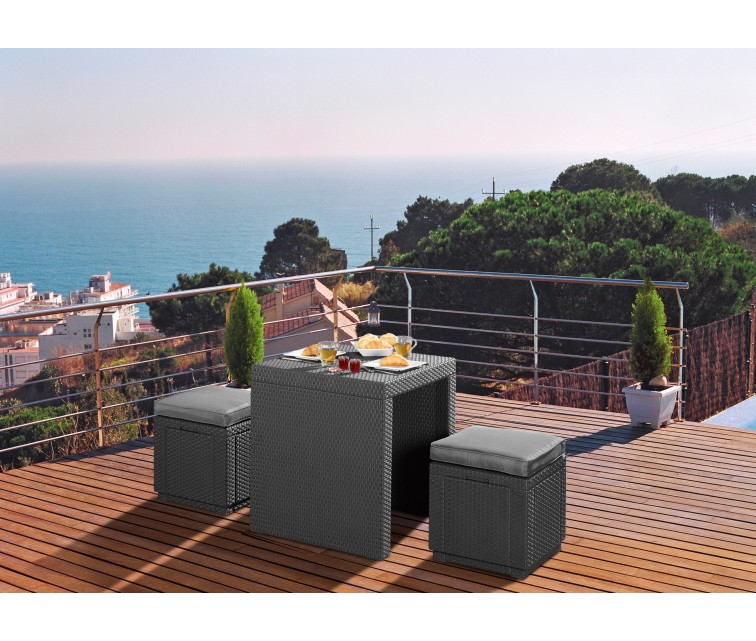 Garden chair/storage box Cube with cushion grey