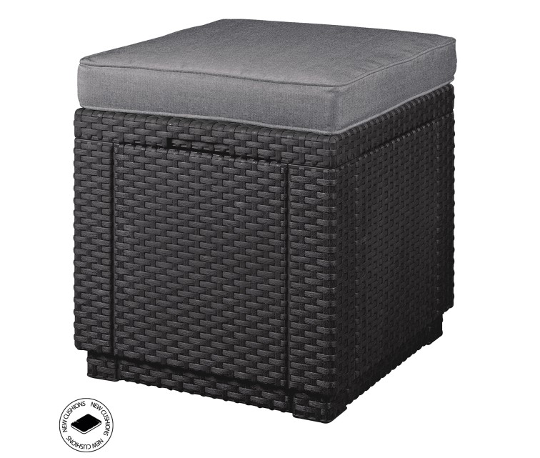 Садовый стул / ящик для хранения Куб с подушкой серый