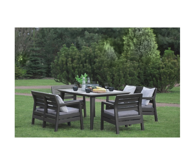 Garden furniture set Delano Set with Lima 160 table grey