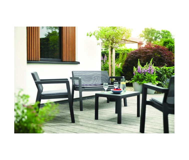 Garden furniture set Emily Patio Set with cushions grey/light grey