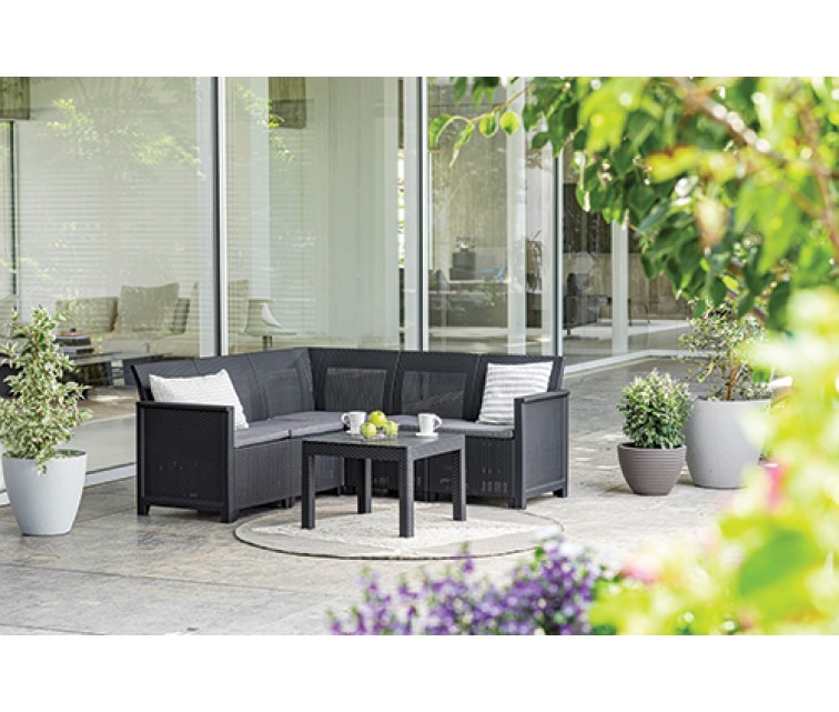 Garden furniture set Elodie 5 Seater Corner with table Classic grey