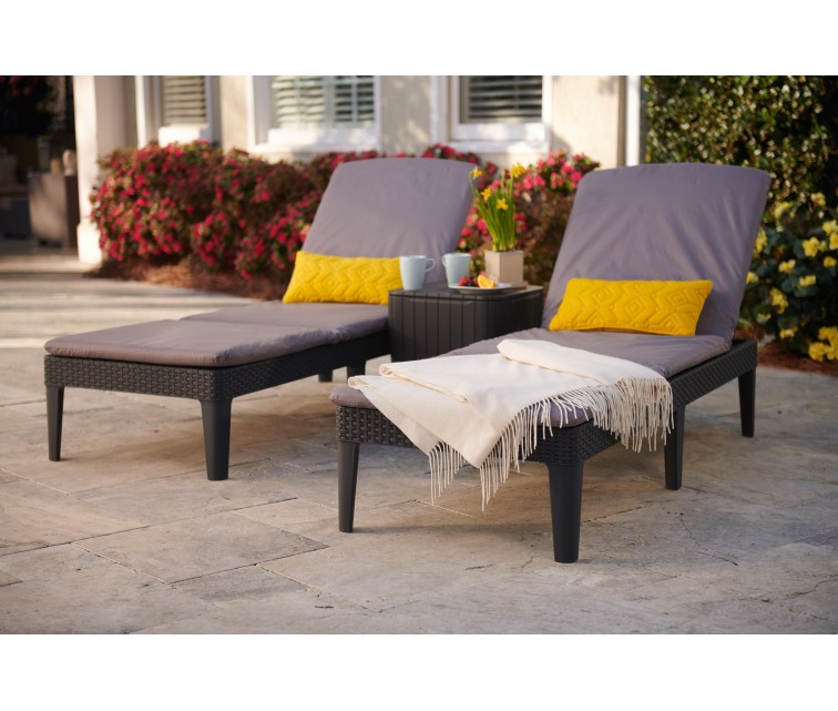 Jaipur sun lounger with cushion grey