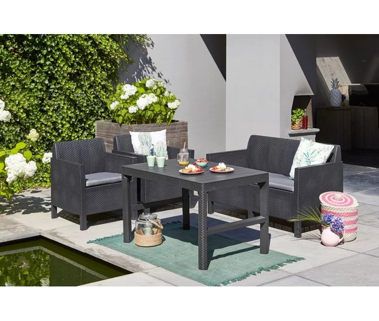 Садовый стол Lyon Rattan Table коричневый Садовый стол Lyon Rattan Table коричневый