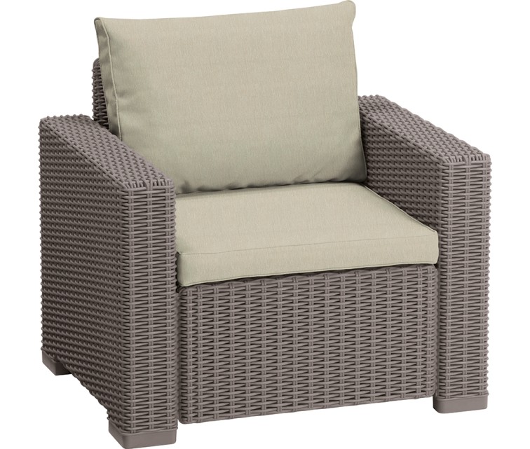 Garden table + chair + stool with cushion Moorea beige