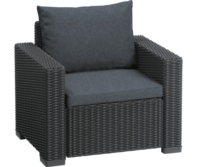 Garden table + chair + stool with cushion Moorea grey