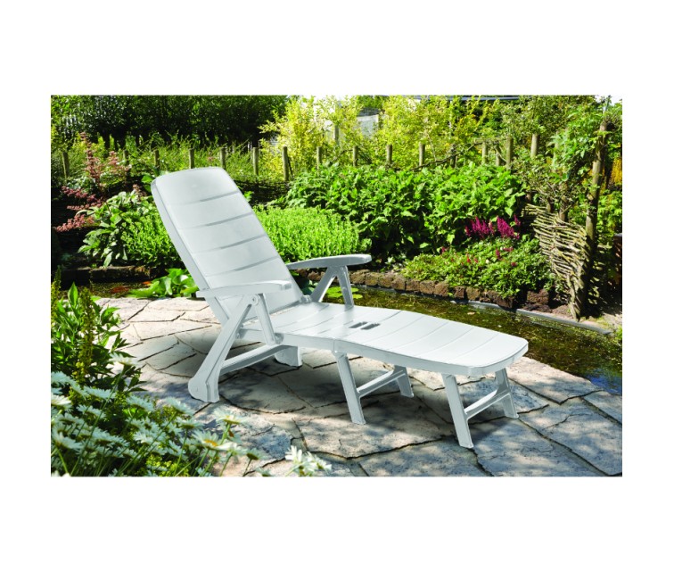 Sun lounger Roma white