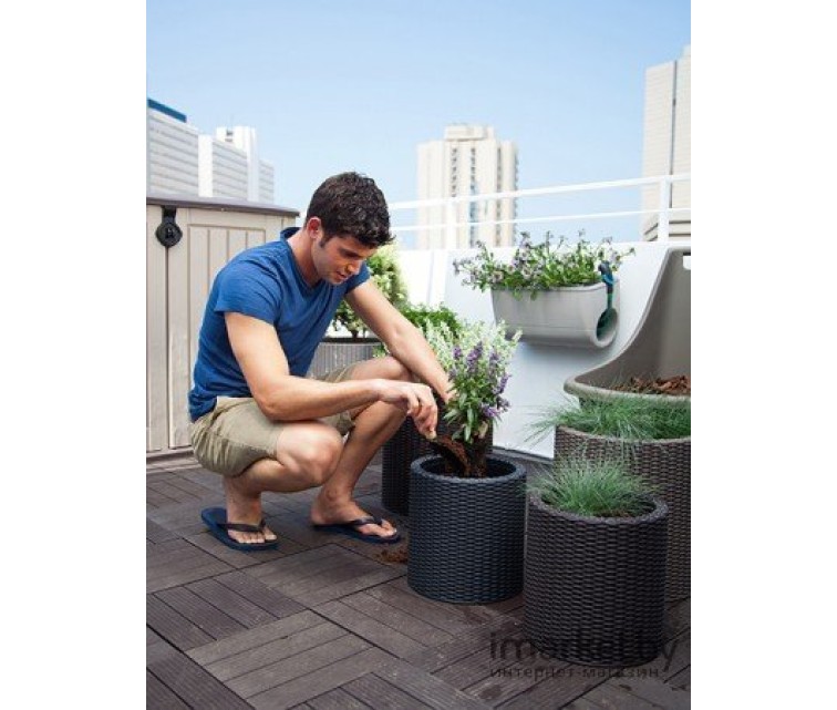 Flower pot set Cylinder Planters S+M+L grey