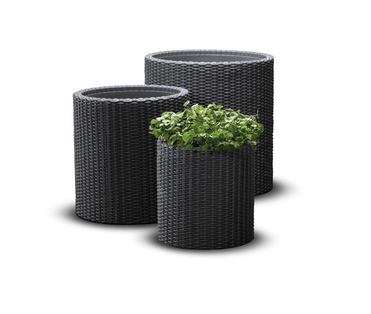 Flower pot set Cylinder Planters S+M+L grey