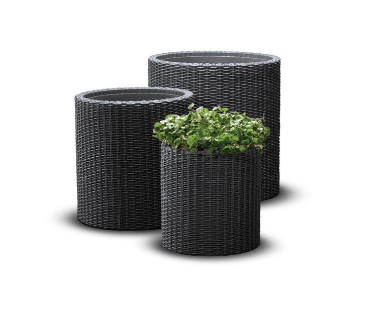 Puķu podu komplekts Cylinder Planters S+M+L pelēks