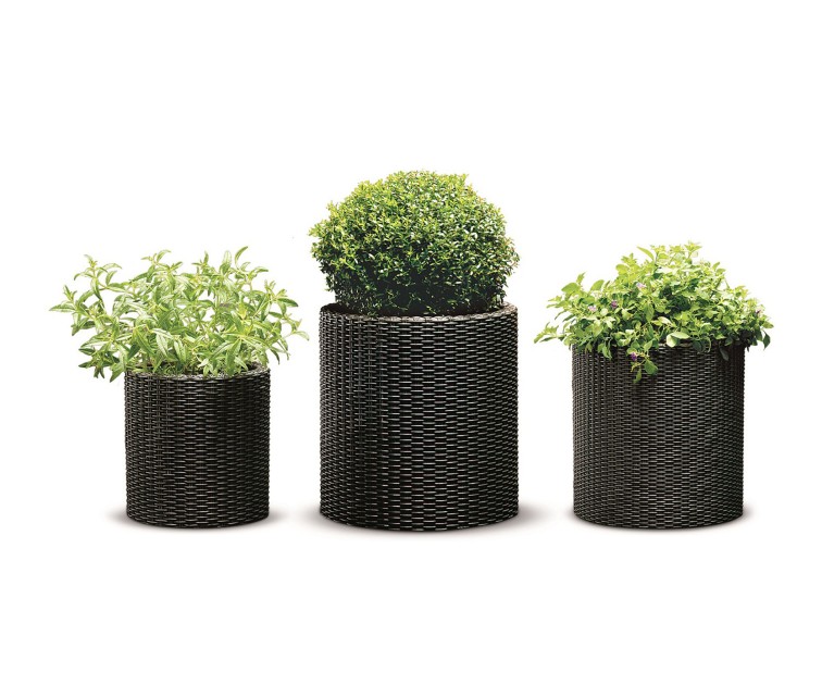 Набор цветочных горшков Cylinder Planters S+M+L коричневый