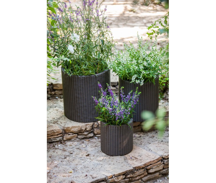 Flower pot set Cylinder Planters S+M+L brown