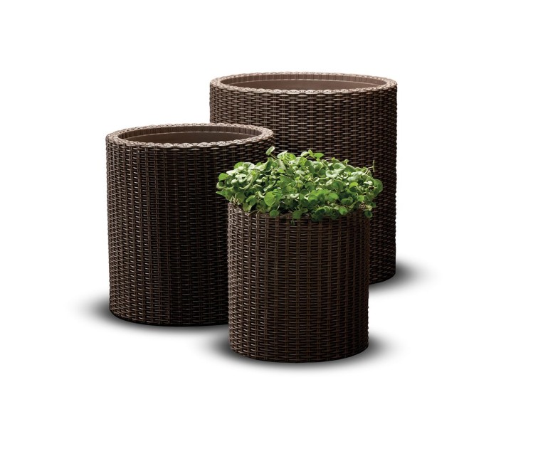 Flower pot set Cylinder Planters S+M+L brown