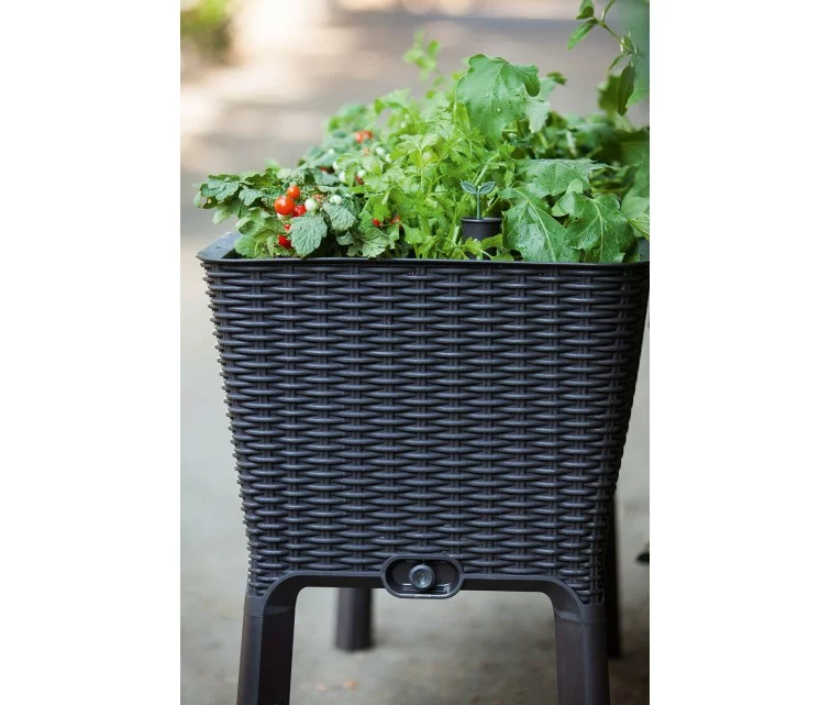 Puķu pods Easy Grow Rattan Waves pelēks Puķu pods Easy Grow Rattan Waves pelēks