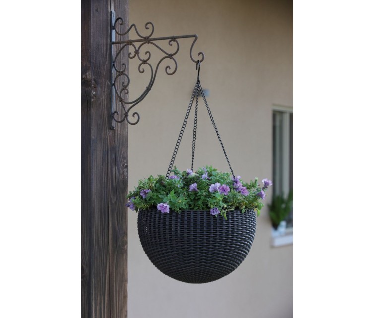 Горшок для цветов подвесной Hanging Sphere Planter серый