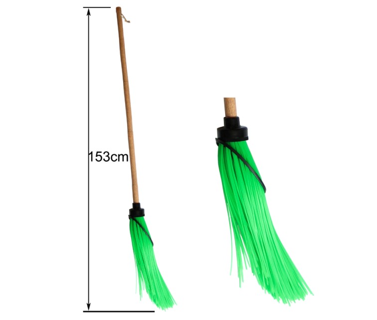 Broom with handle round green