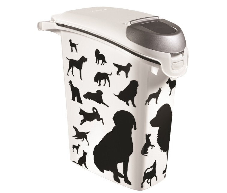 Food storage container Love Pets Dogs 10kg 23L 23,2x49,7x50,3cm black dogs