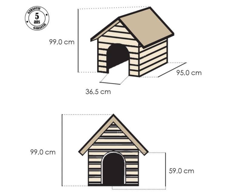 Домик для собак Dog House 95x99x99см серый