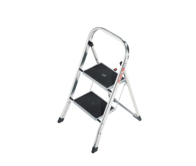 Folding step bench K70 StandardLine / aluminium / 2 steps, safety handle