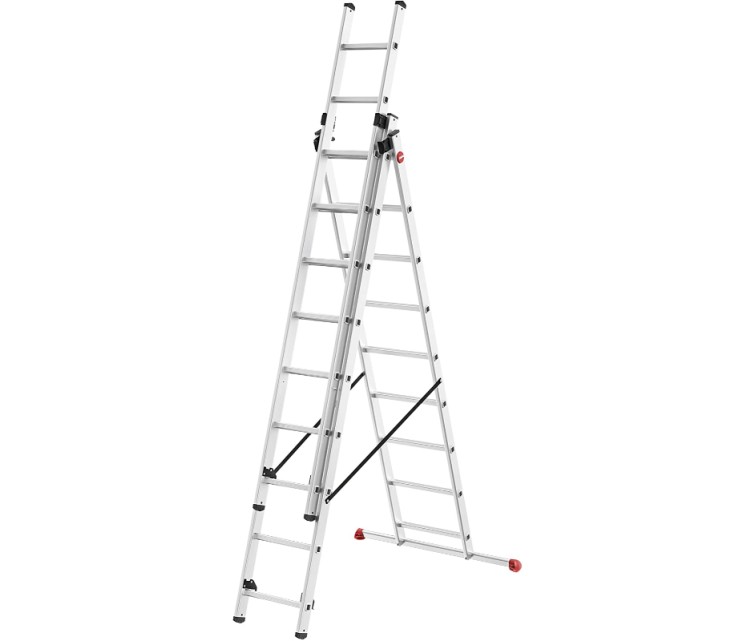 Лестница комбинируемая ProfiStep Combi / алюминий / 3x9 ступеней