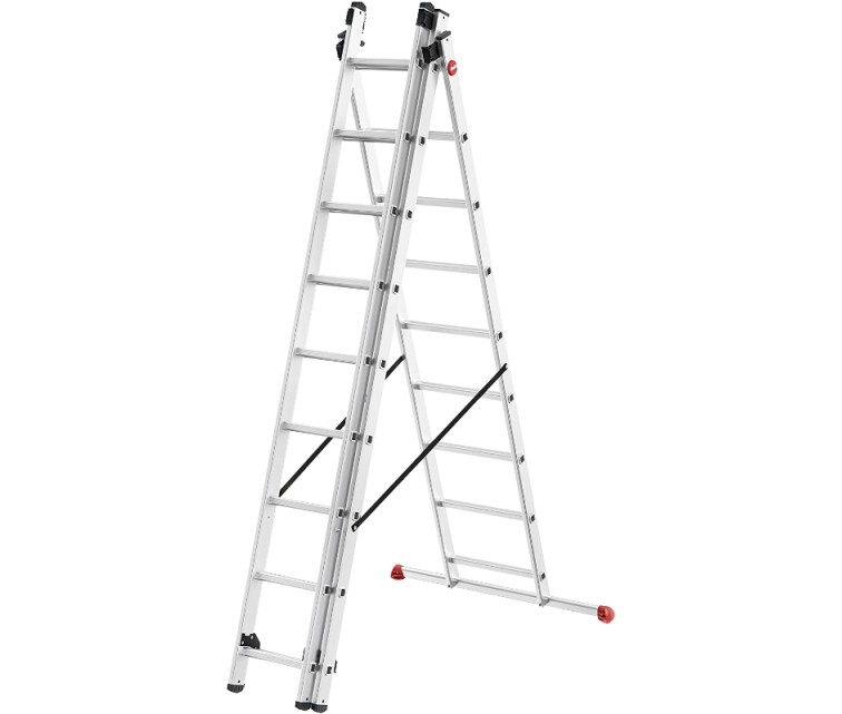 ProfiStep Combi ladder / aluminium / 3x9 steps