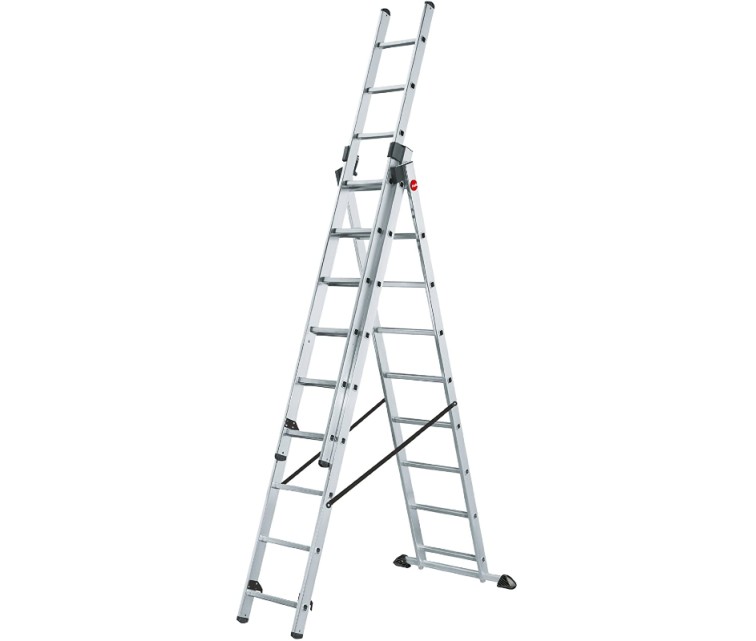 ProfiStep Combi Combination Staircase with additional step set / aluminium / 3x9 steps