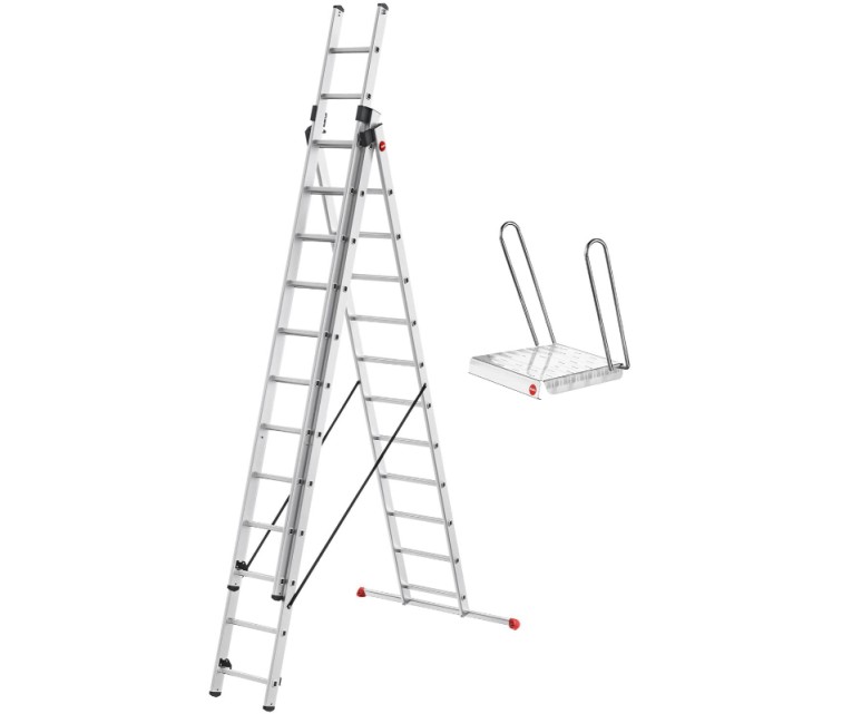 ProfiStep Combi Combination Staircase with additional step set / aluminium / 3x12 steps