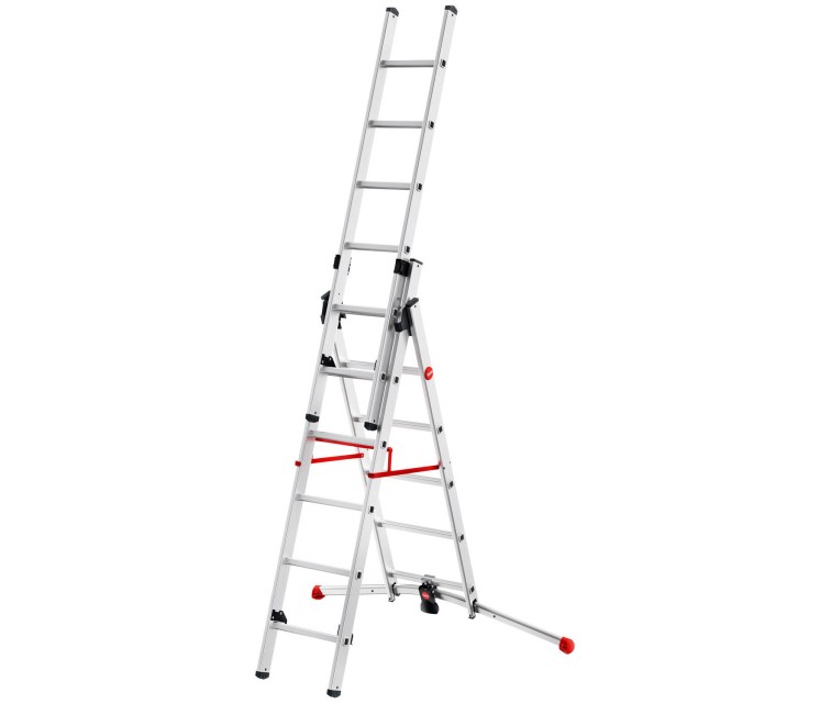Combination stairs S100 Hailo ProfiLOT / aluminium / 2x6+1x5 steps