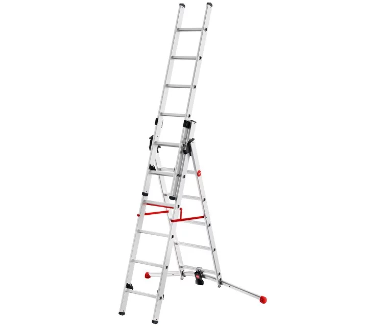 Combination stairs S100 Hailo ProfiLOT / aluminium / 2x6+1x5 steps Combination stairs S100 Hailo ProfiLOT / aluminium / 2x6+1x5 steps