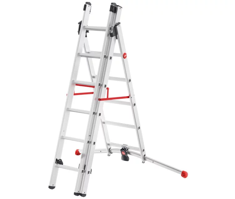 Combination stairs S100 Hailo ProfiLOT / aluminium / 2x6+1x5 steps Combination stairs S100 Hailo ProfiLOT / aluminium / 2x6+1x5 steps