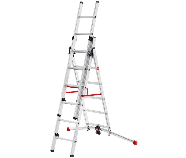 Combination stairs S100 Hailo ProfiLOT / aluminium / 2x6+1x5 steps Combination stairs S100 Hailo ProfiLOT / aluminium / 2x6+1x5 steps