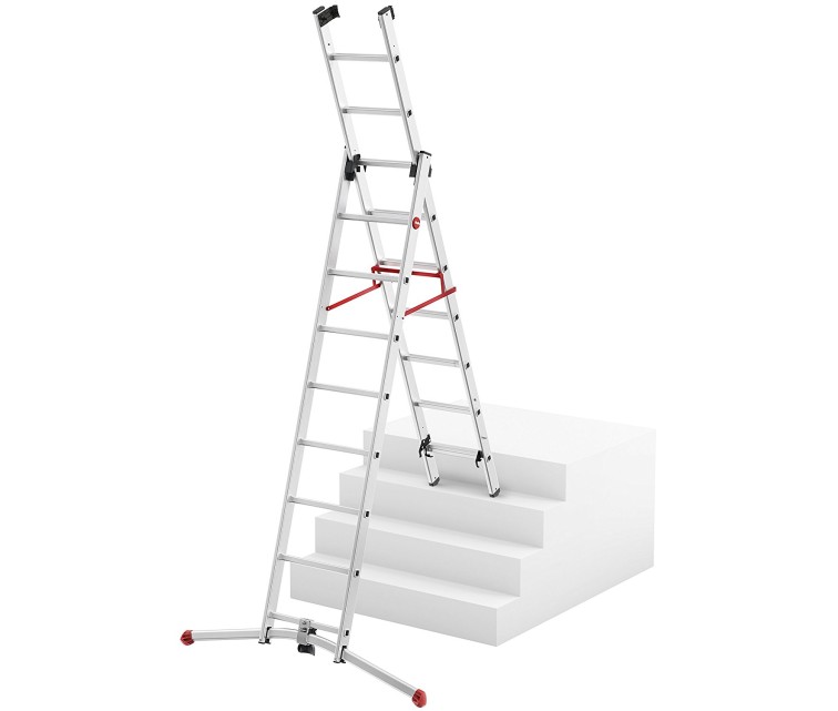 Kāpnes kombinējamās S100 Hailo ProfiLOT / alumīnija / 2x9+1x8 pakāpieni