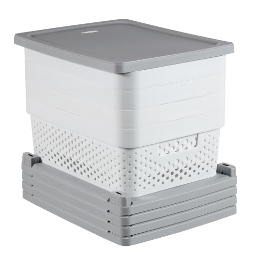 Kumode saliekama uz riteņiem ar 4 caur. kastēm 11L Infinity 30x36x69cm pelēka/balta