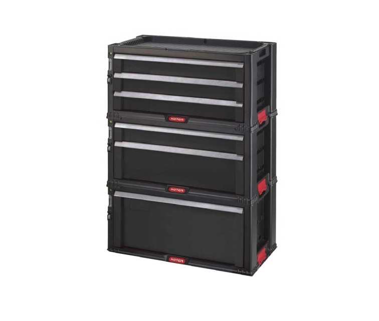 Instrumentu lāde ar 6 atviktnēm uz riteņiem Drawers Tool Chest Set 56,2x28,9x74,2cm