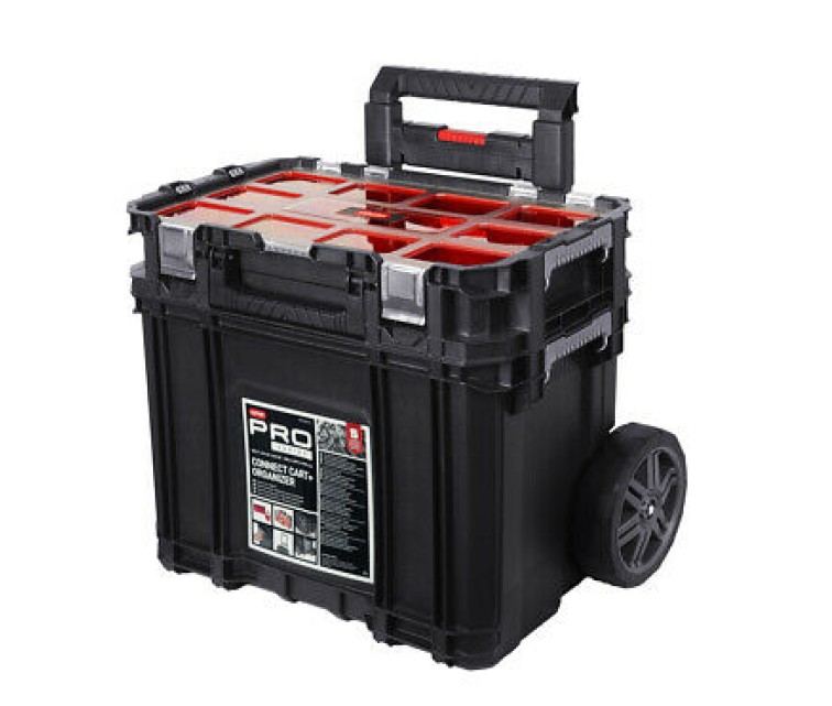 Ящик для инструментов с органайзером на колесах соединительная тележка + органайзер 56,5x37,3x55 см