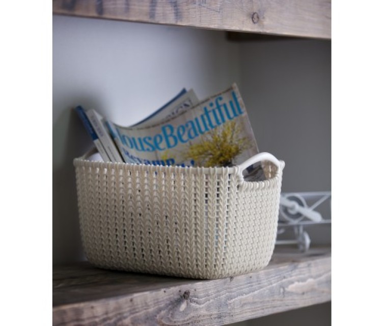 Basket Knit S rectangle 8L 30x22x17cm white