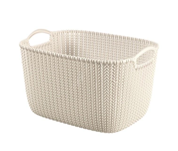 Basket Knit L rectangle 19L 40x30x23cm white