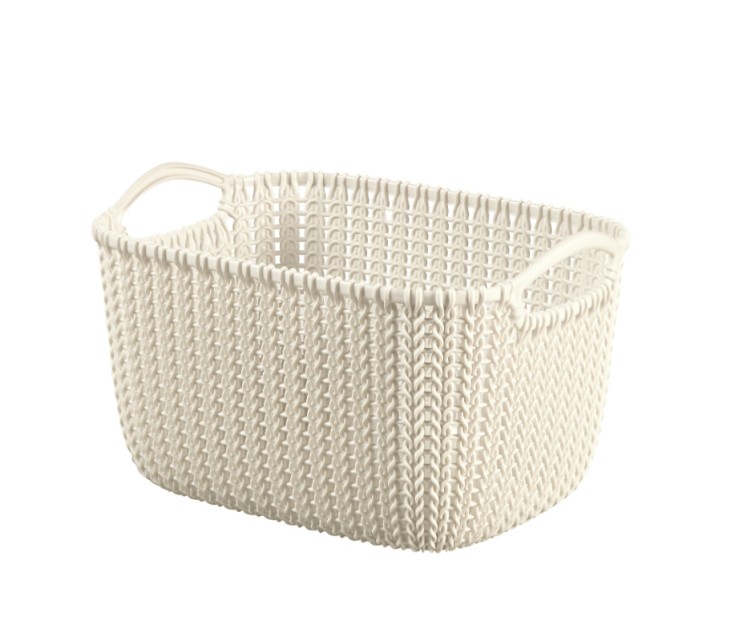 Basket Knit S rectangle 8L 30x22x17cm white