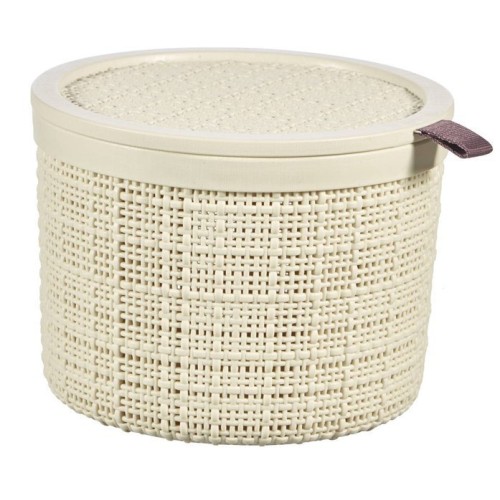 Ümmargune kaanega korv Jute 2L Ø17x13cm, kreemikas värv Ümmargune kaanega korv Jute 2L Ø17x13cm, kreemikas värv