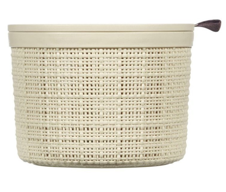 Basket with lid Jute round 2L Ø17x13cm cream